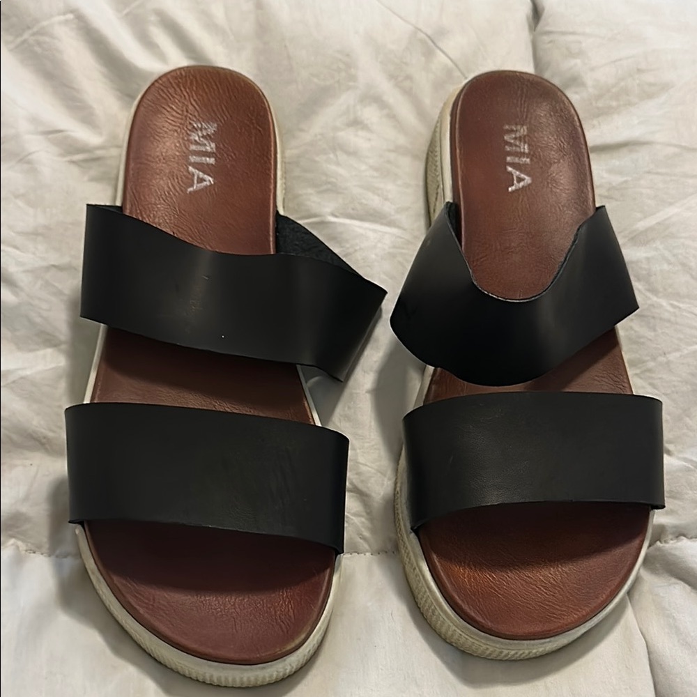 MIA Black Minimalist Slide Sandals